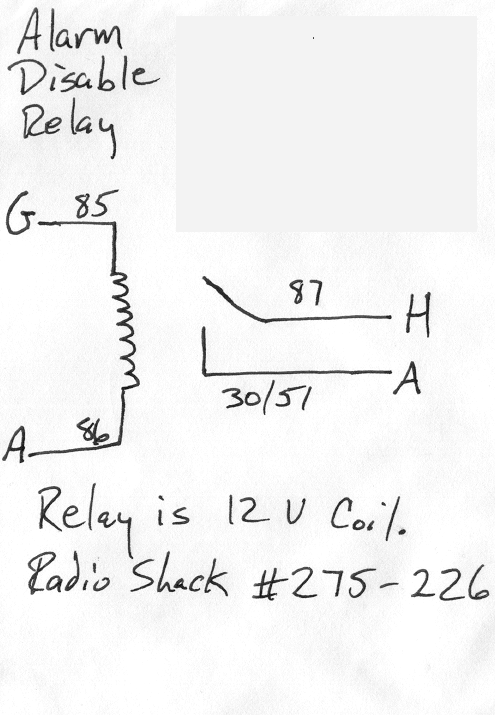 Factory alarm disable relay