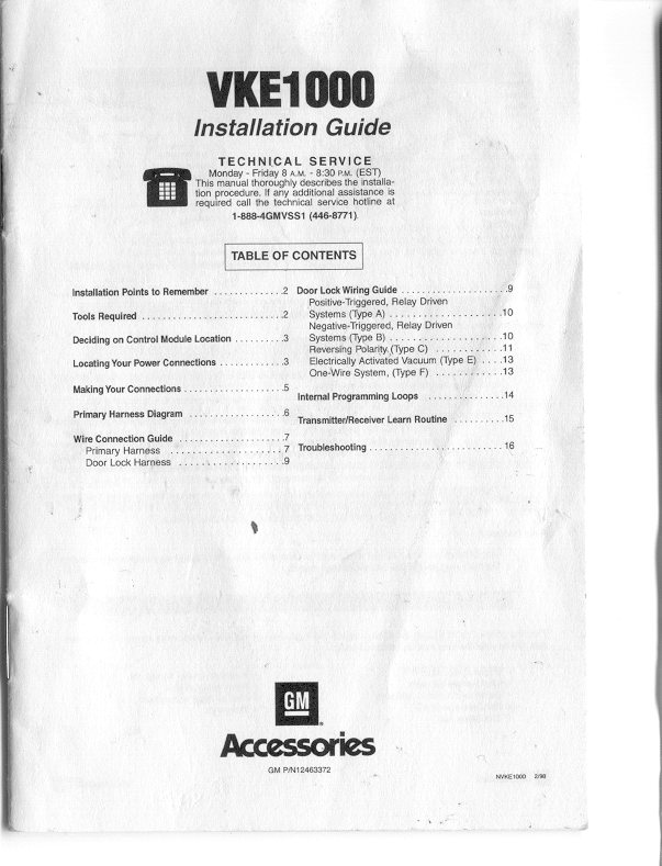 Factory install manual, pages 2–3